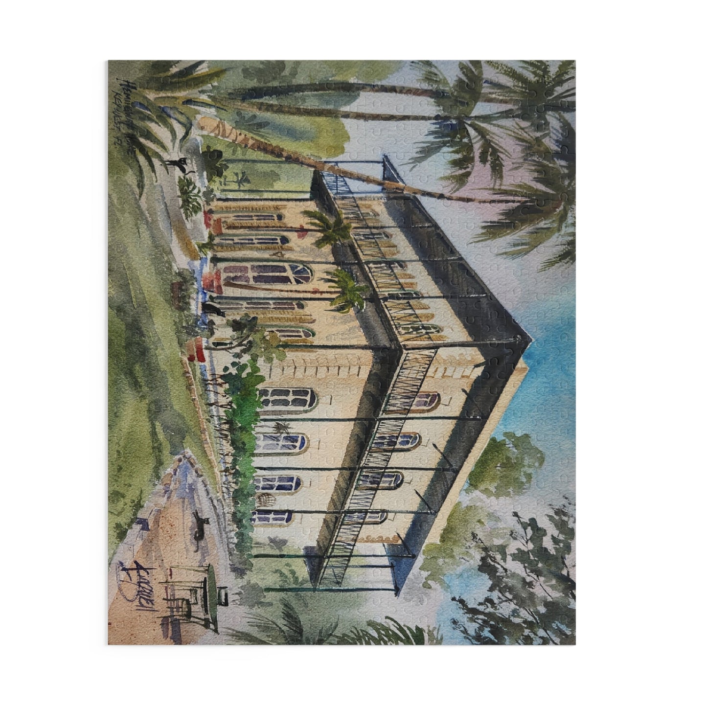 Puzzle (500-Piece) - Watercolor of Earnest Hemingway's Home in Key West, FL