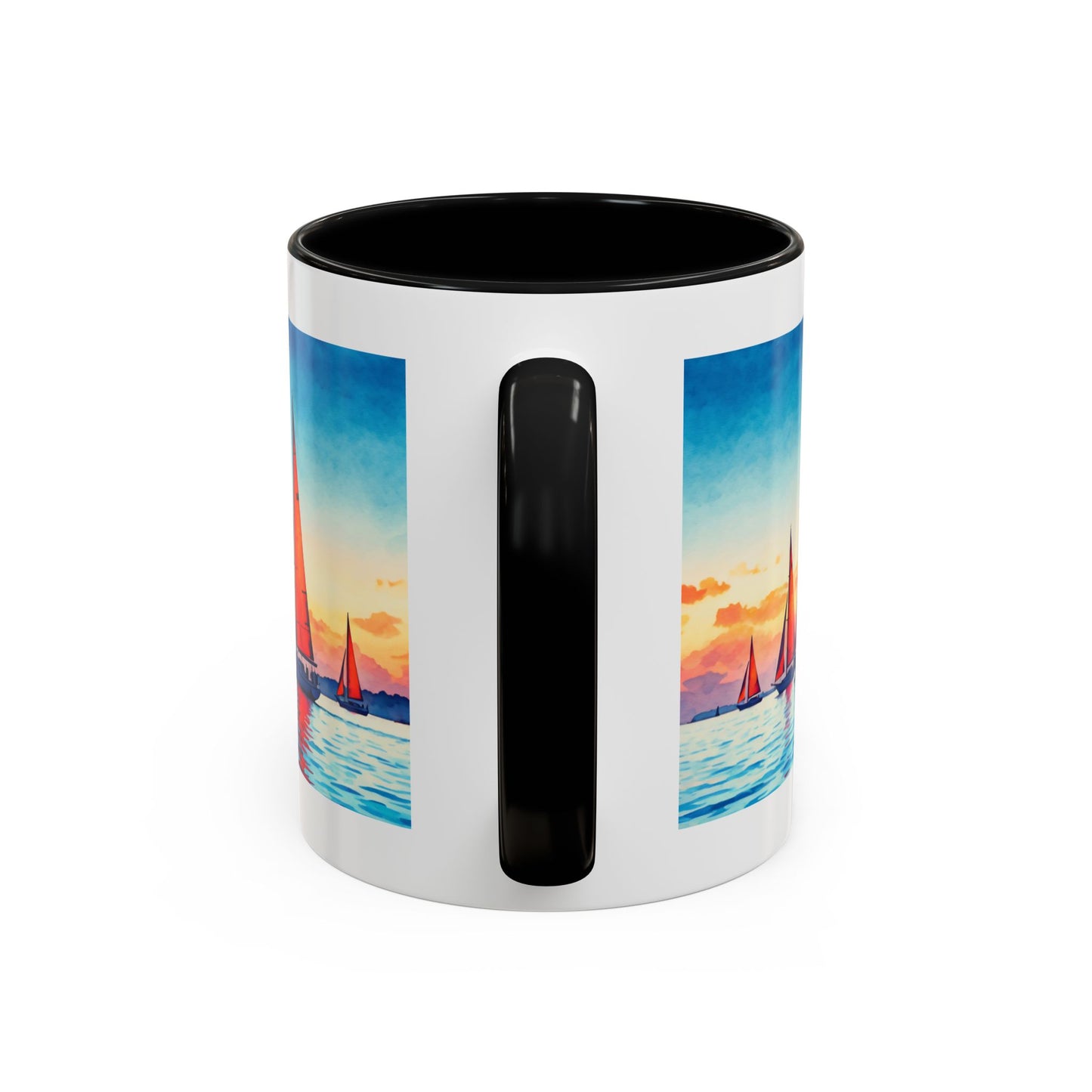 Mug - 'Sailboat is My Happy Place' Accent Coffee Mug (11oz)