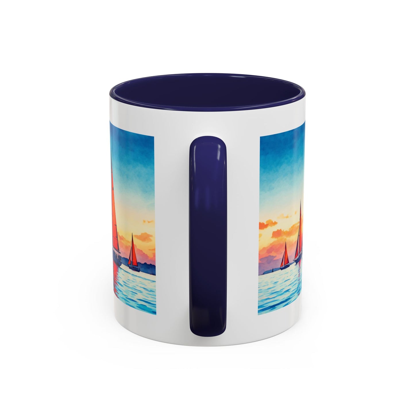 Mug - 'Sailboat is My Happy Place' Accent Coffee Mug (11oz)