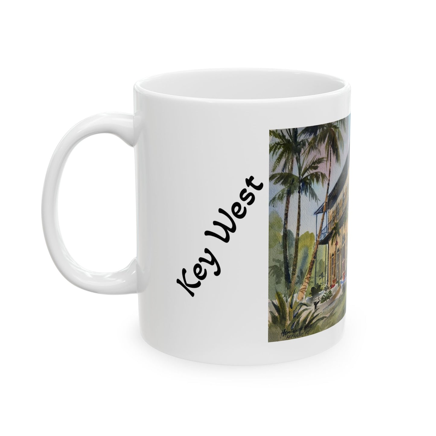 Earnest Hemingway's House, Key West, Original Watercolor on Ceramic Mug, (11oz)