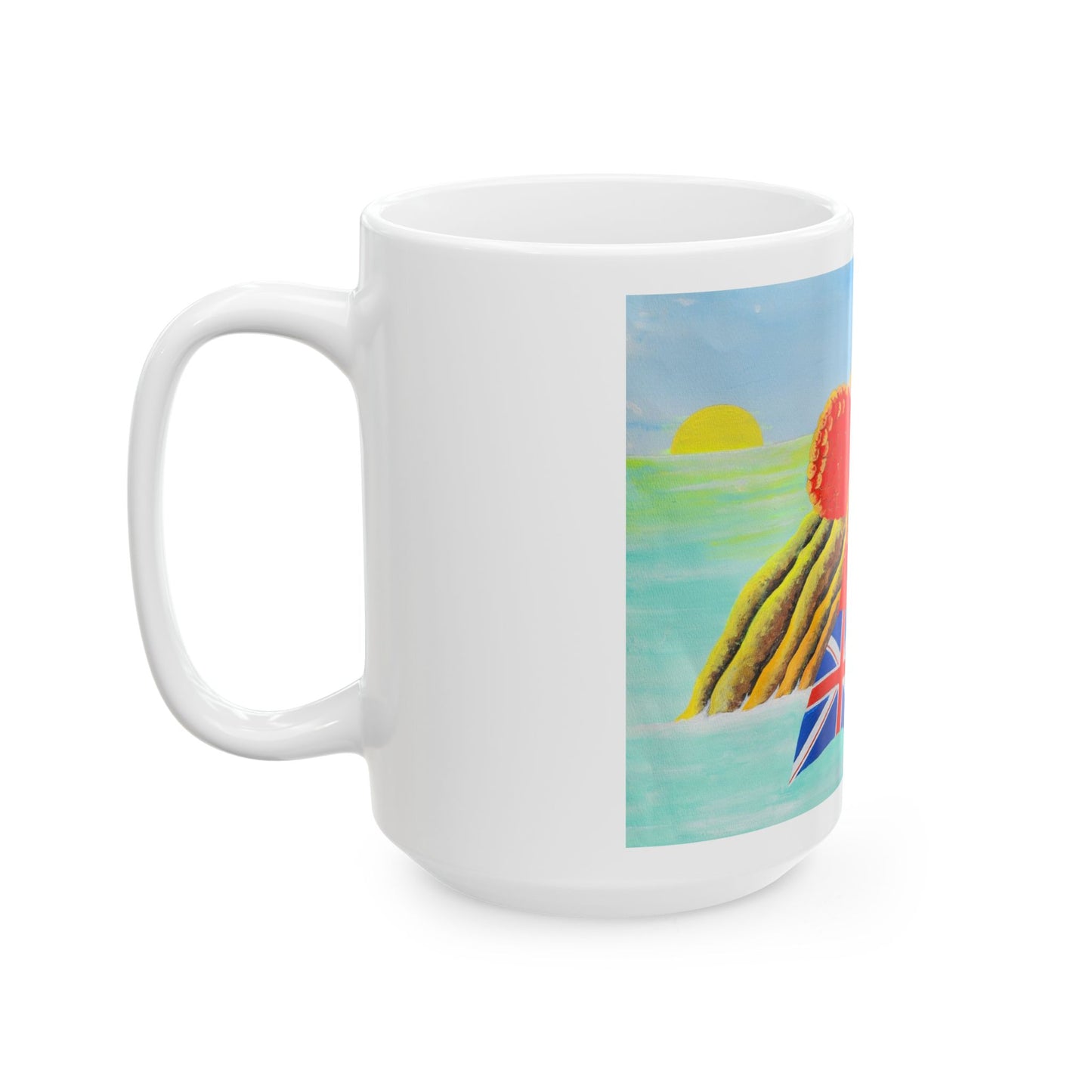 Mug - Mermaid Sunset with UK Tail Colors Ceramic Mug (15oz)