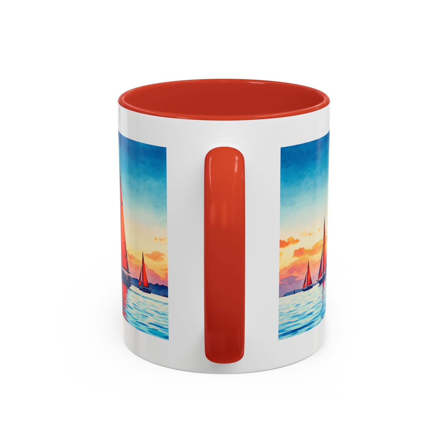 Mug - 'Sailboat is My Happy Place' Accent Coffee Mug (11oz)
