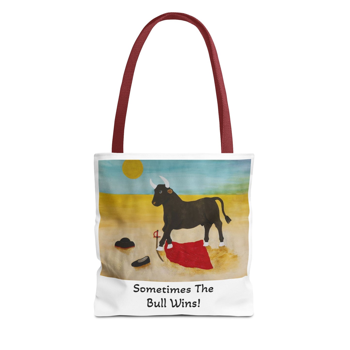 'Sometimes The Bull Wins' Original Watercolor on Tote Bag (AOP) For Animal Lovers