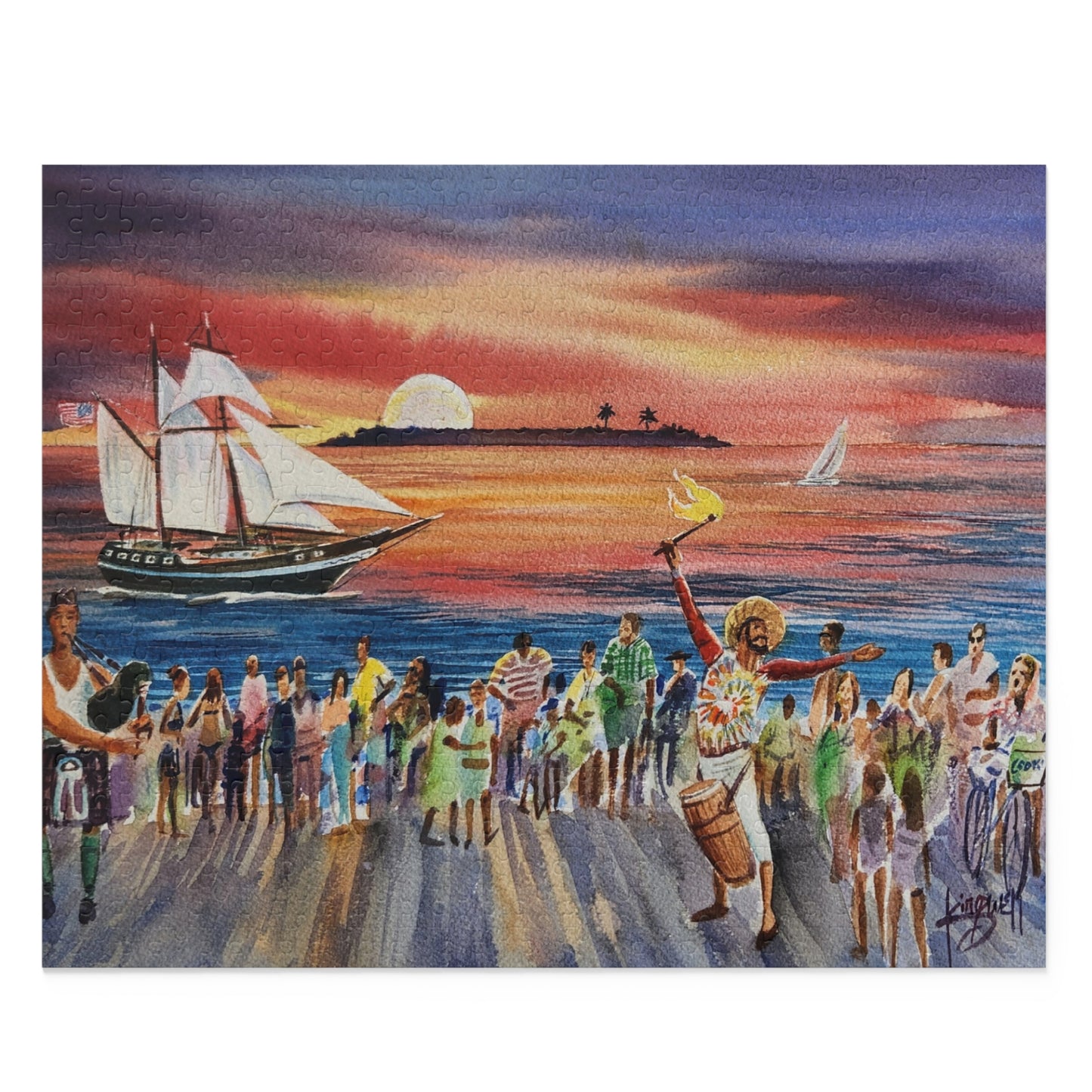 Puzzle (500-Piece) - Sunset on Mallory Square Key West FL