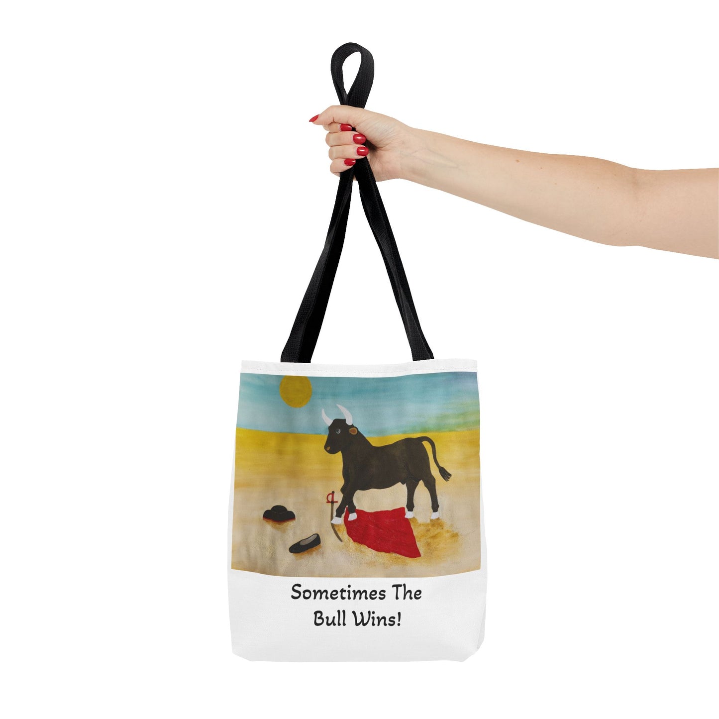 'Sometimes The Bull Wins' Original Watercolor on Tote Bag (AOP) For Animal Lovers