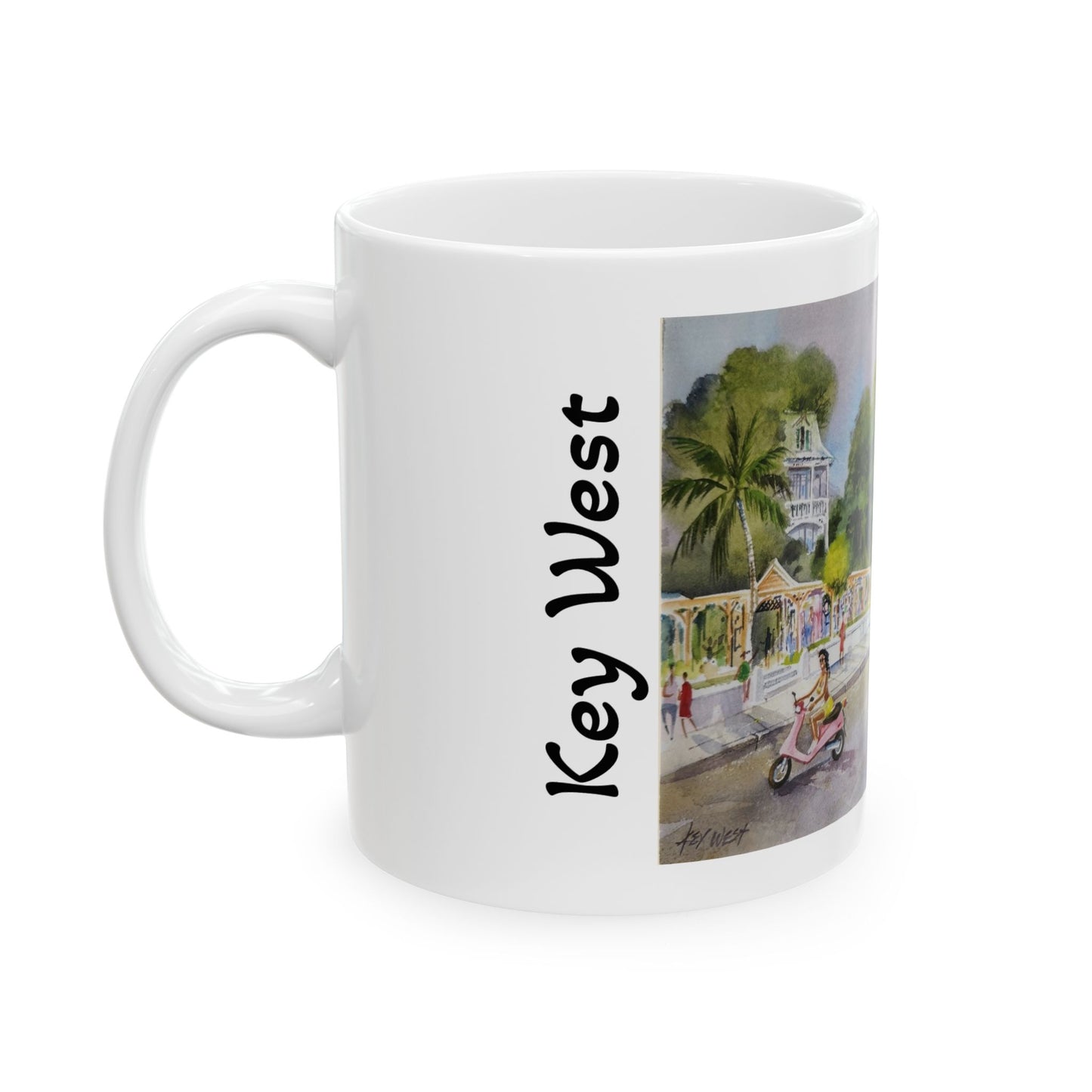Key West Tour Tram depicted in an Original watercolor on Ceramic Mug, (11oz)