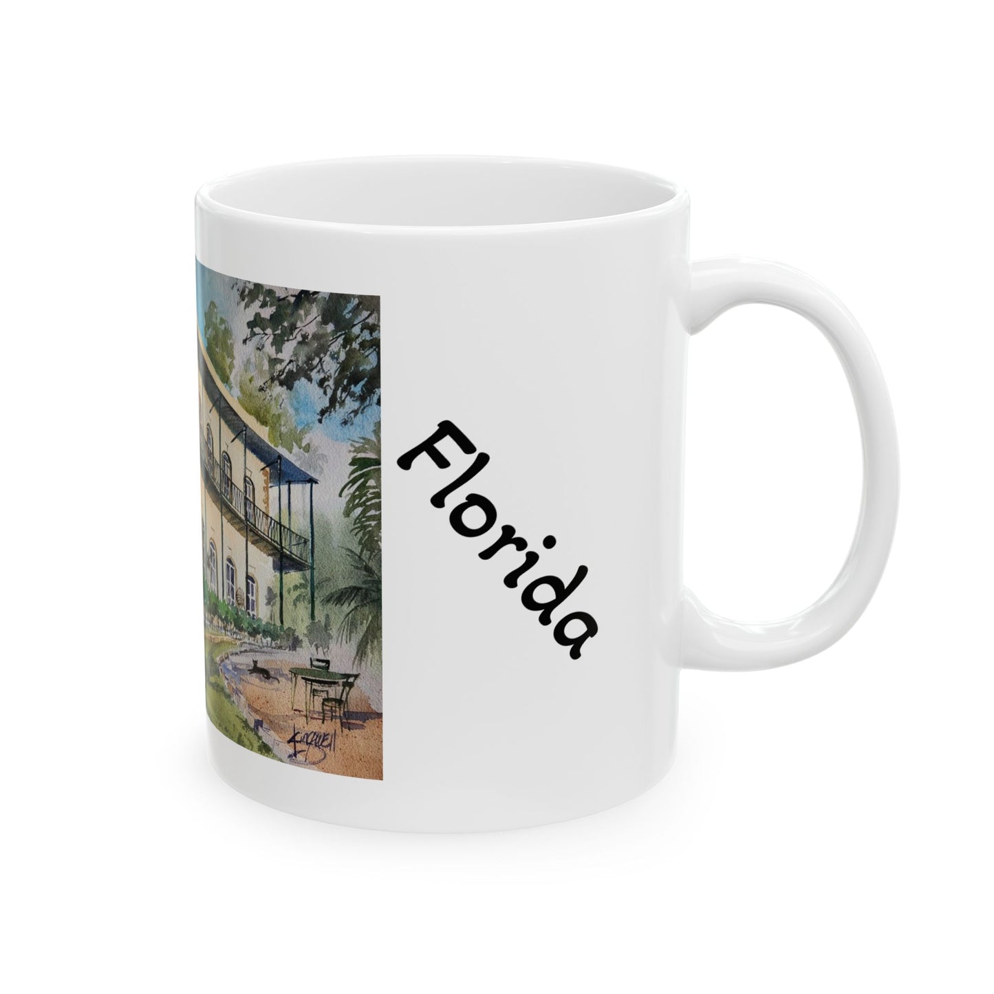 Earnest Hemingway's House, Key West, Original Watercolor on Ceramic Mug, (11oz)