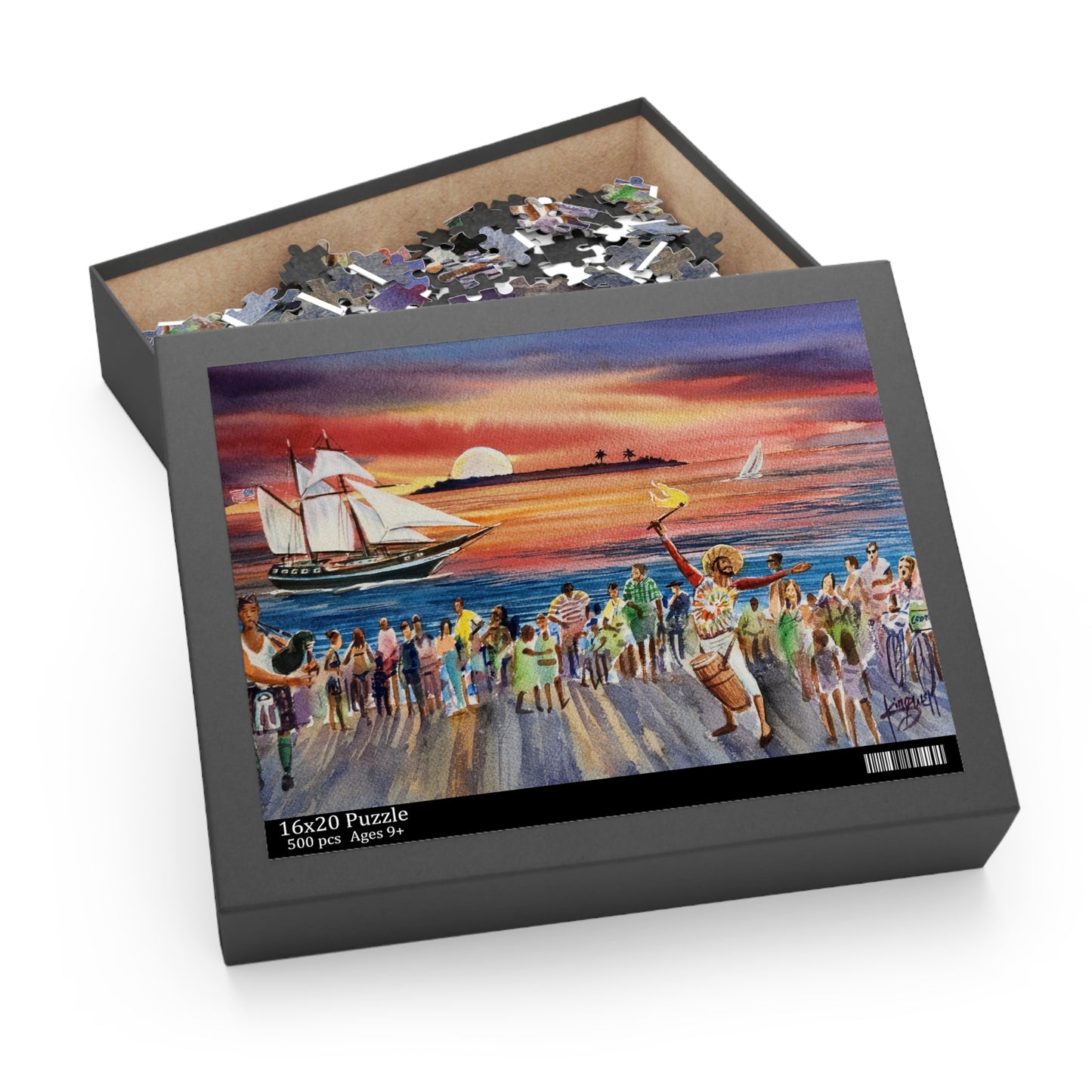 Puzzle (500-Piece) - Sunset on Mallory Square Key West FL