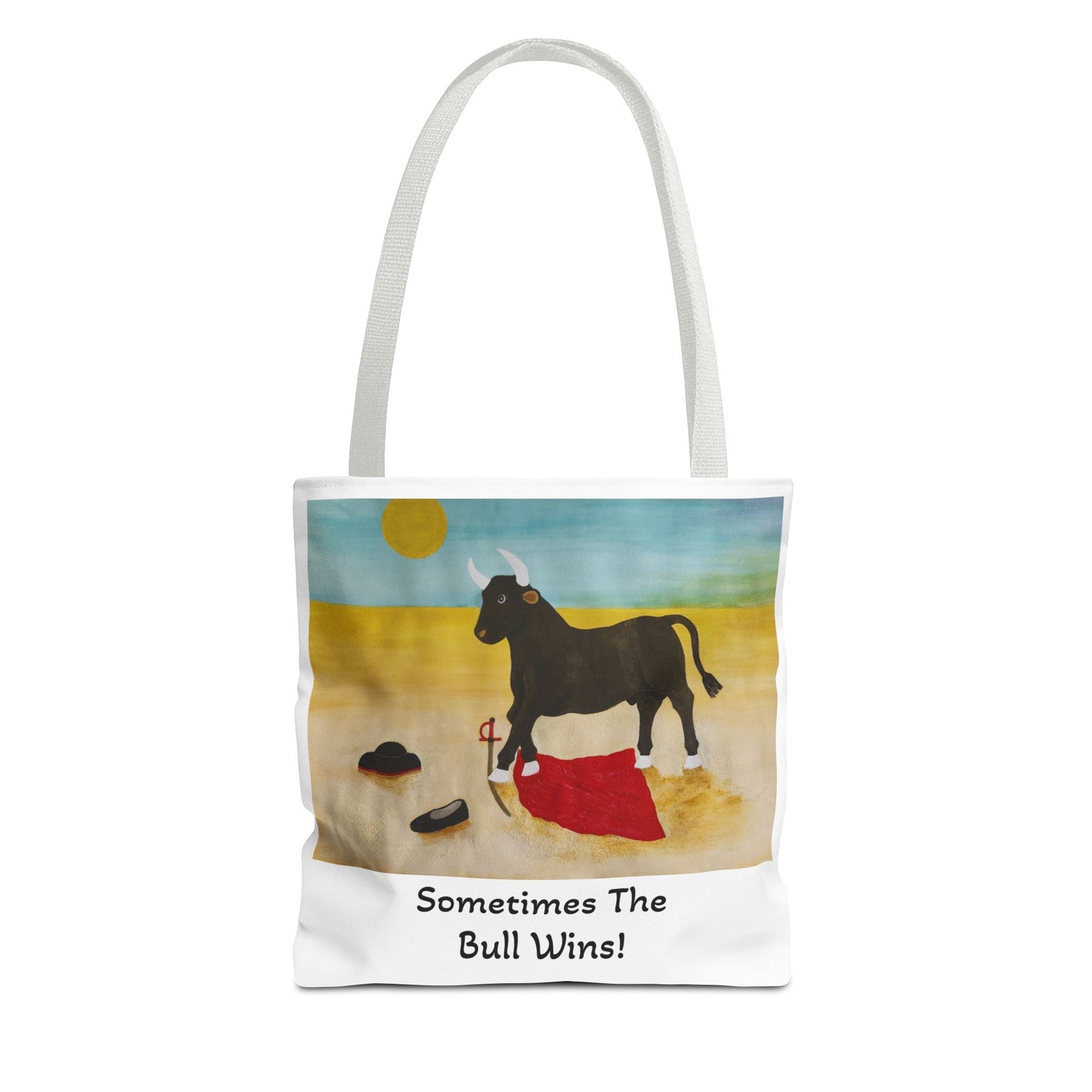 'Sometimes The Bull Wins' Original Watercolor on Tote Bag (AOP) For Animal Lovers