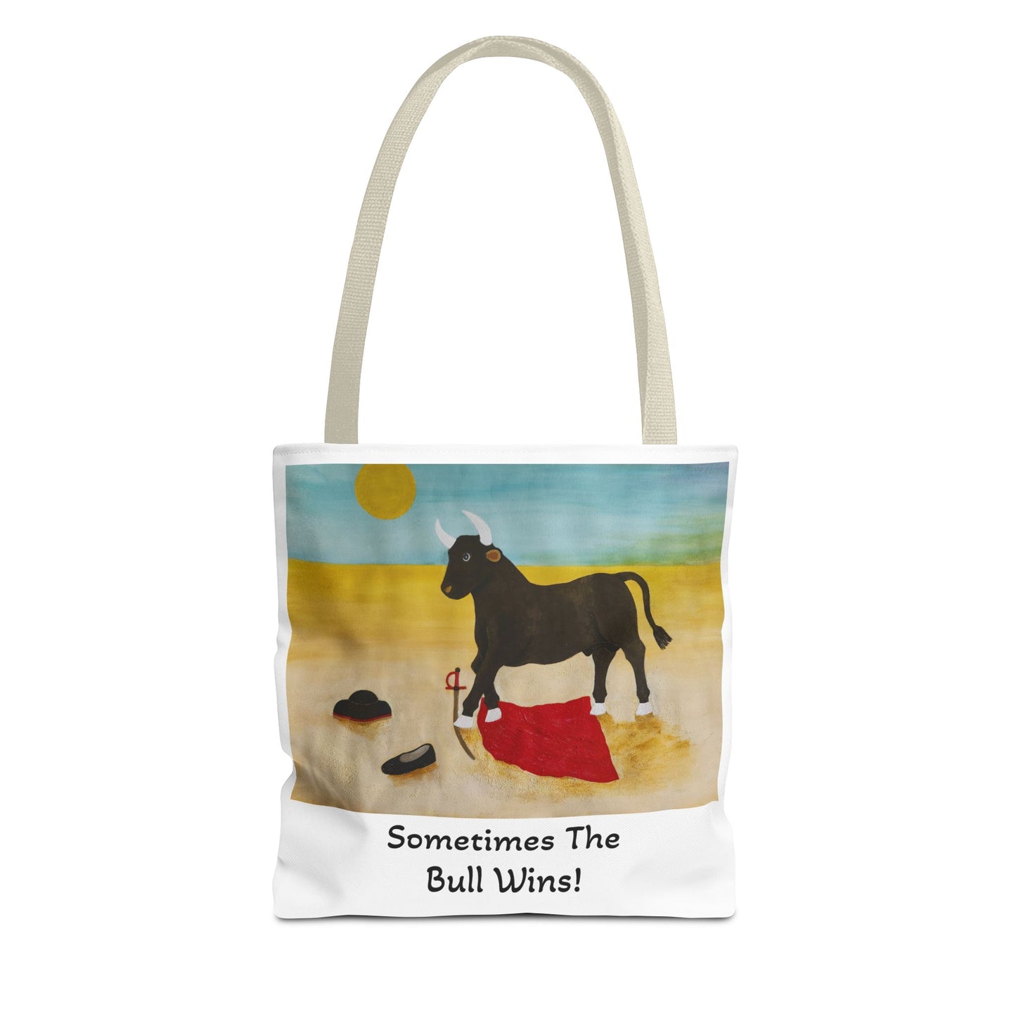'Sometimes The Bull Wins' Original Watercolor on Tote Bag (AOP) For Animal Lovers