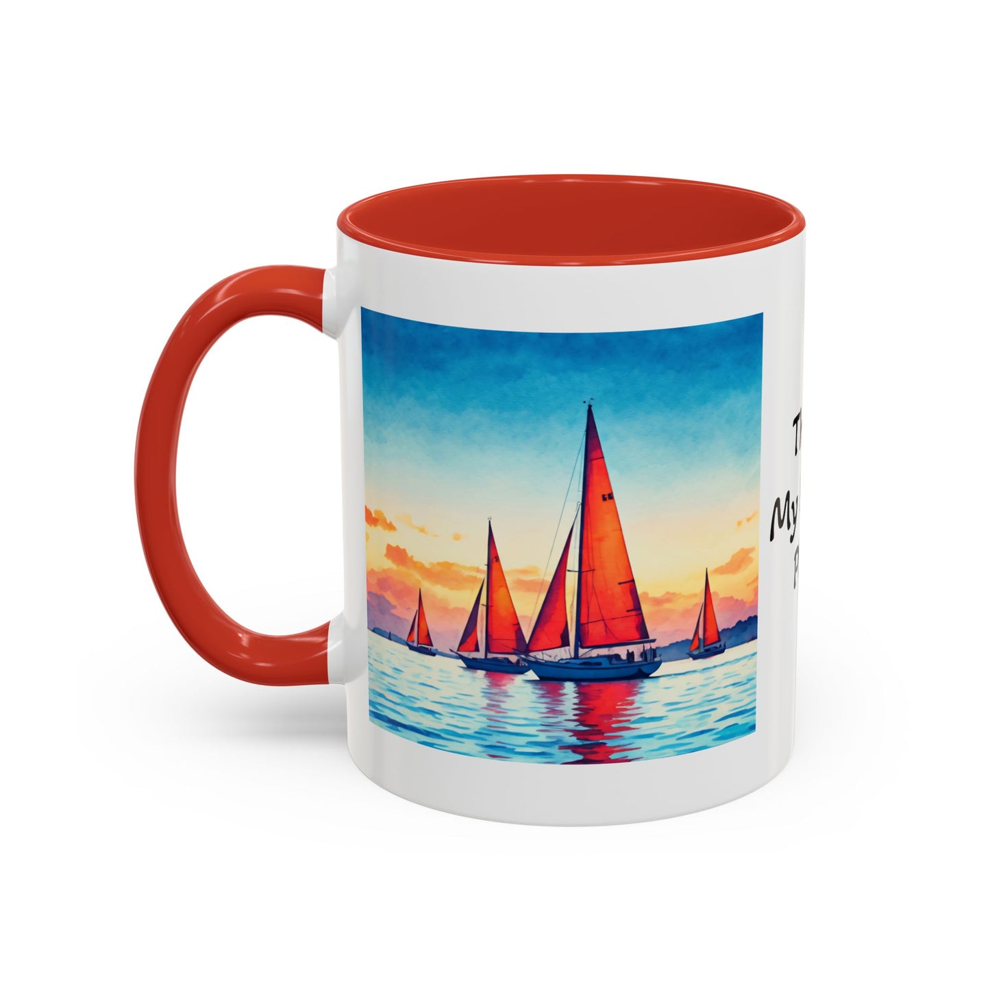 Mug - 'Sailboat is My Happy Place' Accent Coffee Mug (11oz)