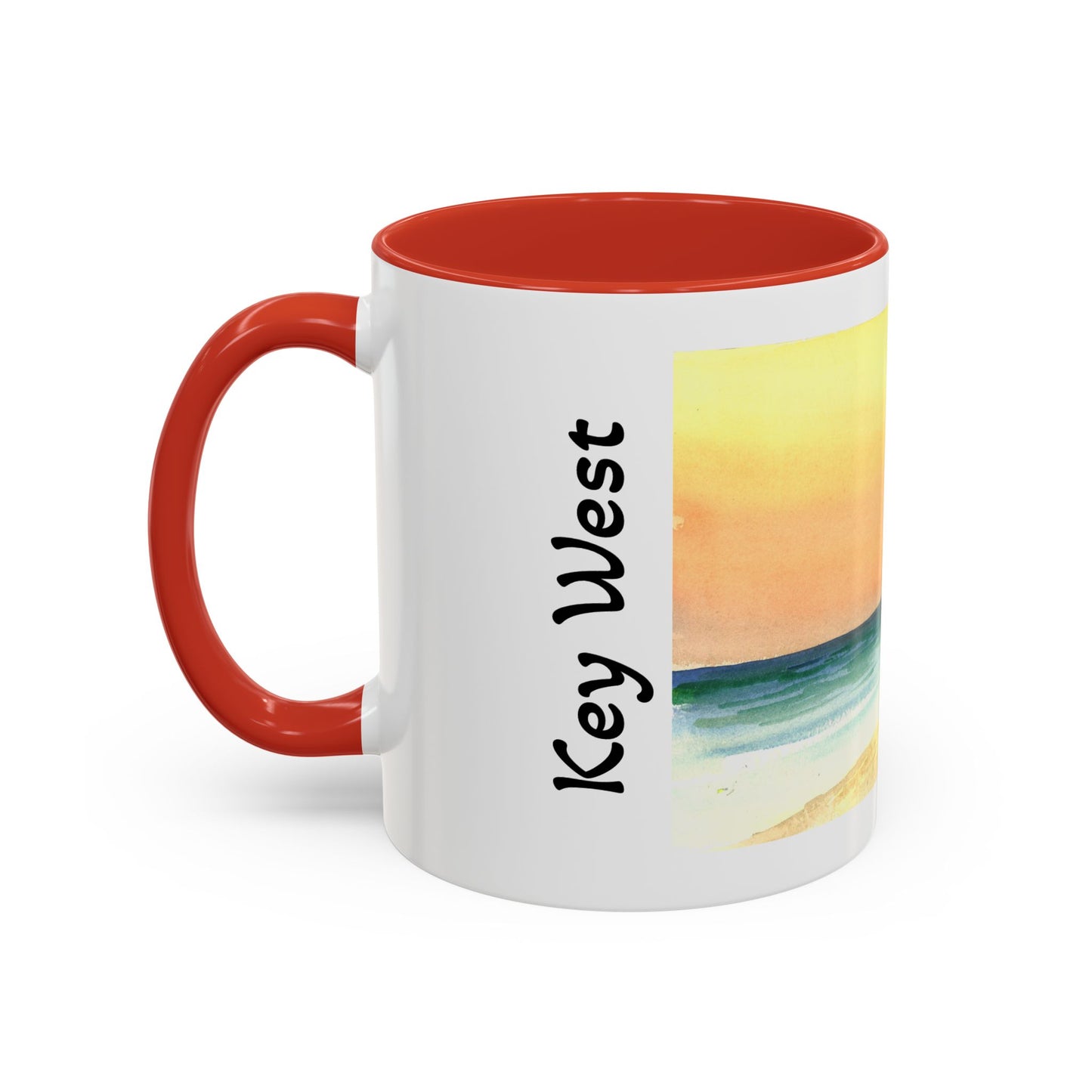 A Stroll On The Beach in Key West, Watercolor Accent Coffee Mug (11oz)