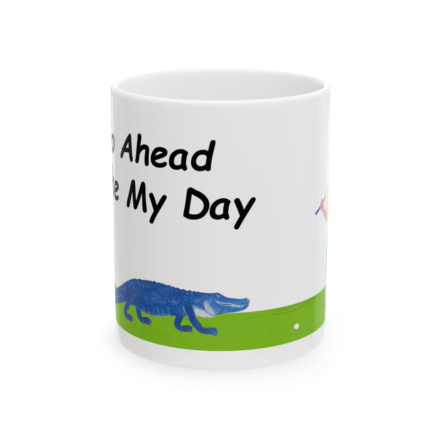 Ceramic Mug - Alligator Standoff with Golfer Design