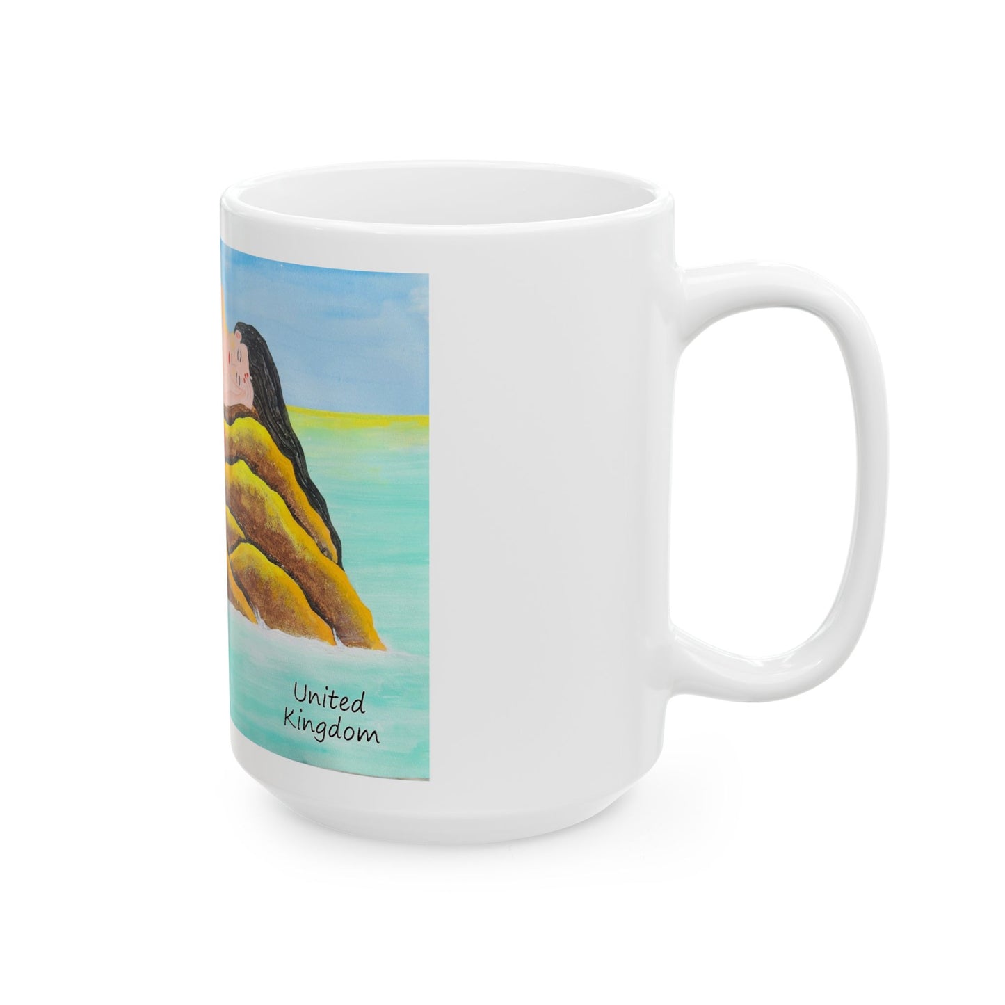 Mug - Mermaid Sunset with UK Tail Colors Ceramic Mug (15oz)