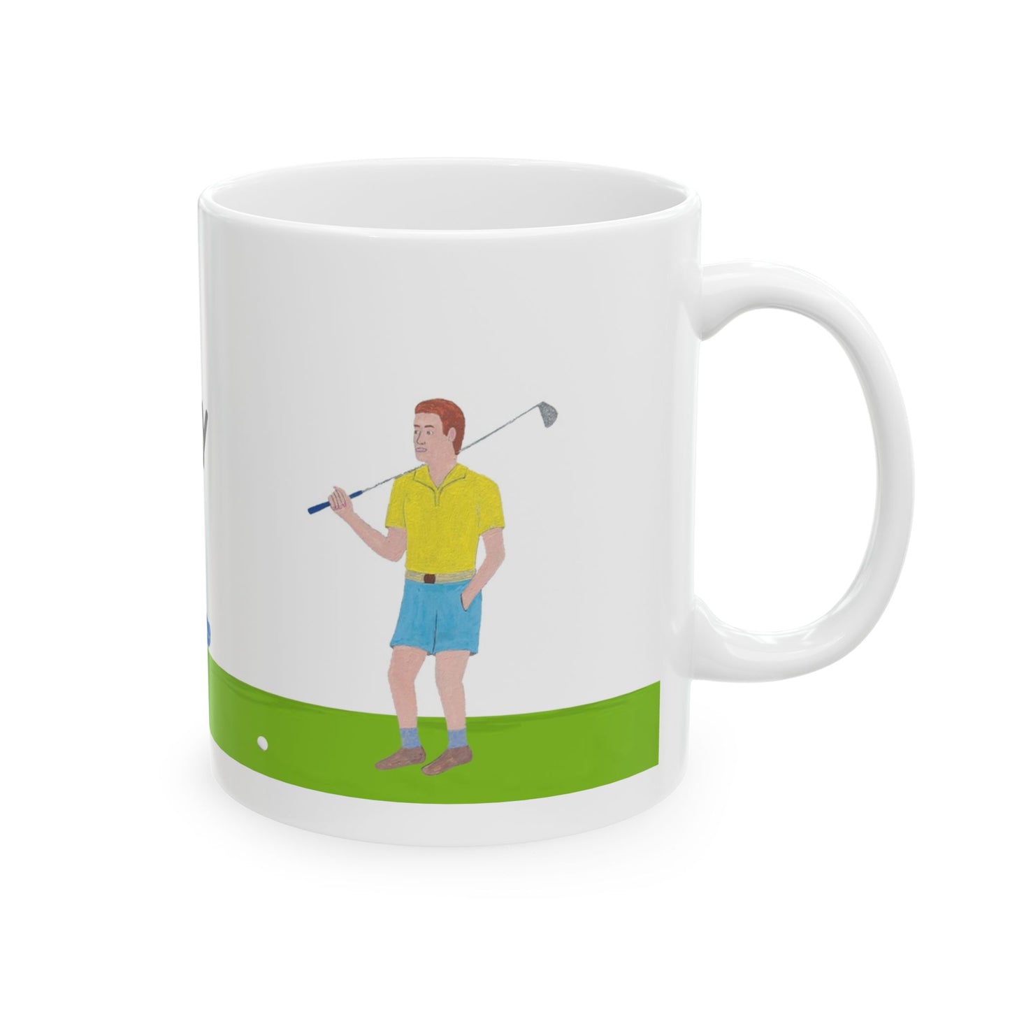 Ceramic Mug - Alligator Standoff with Golfer Design