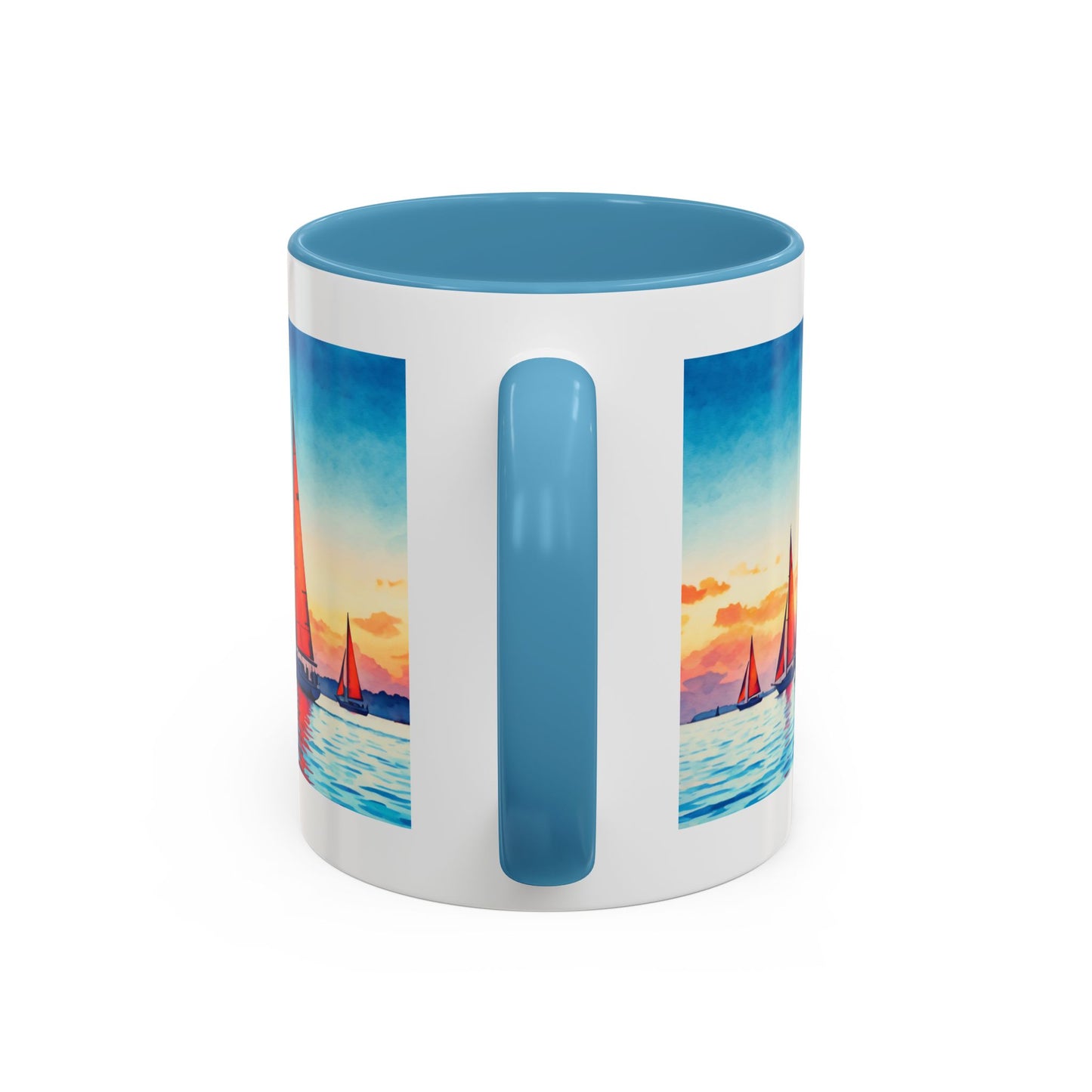 Mug - 'Sailboat is My Happy Place' Accent Coffee Mug (11oz)
