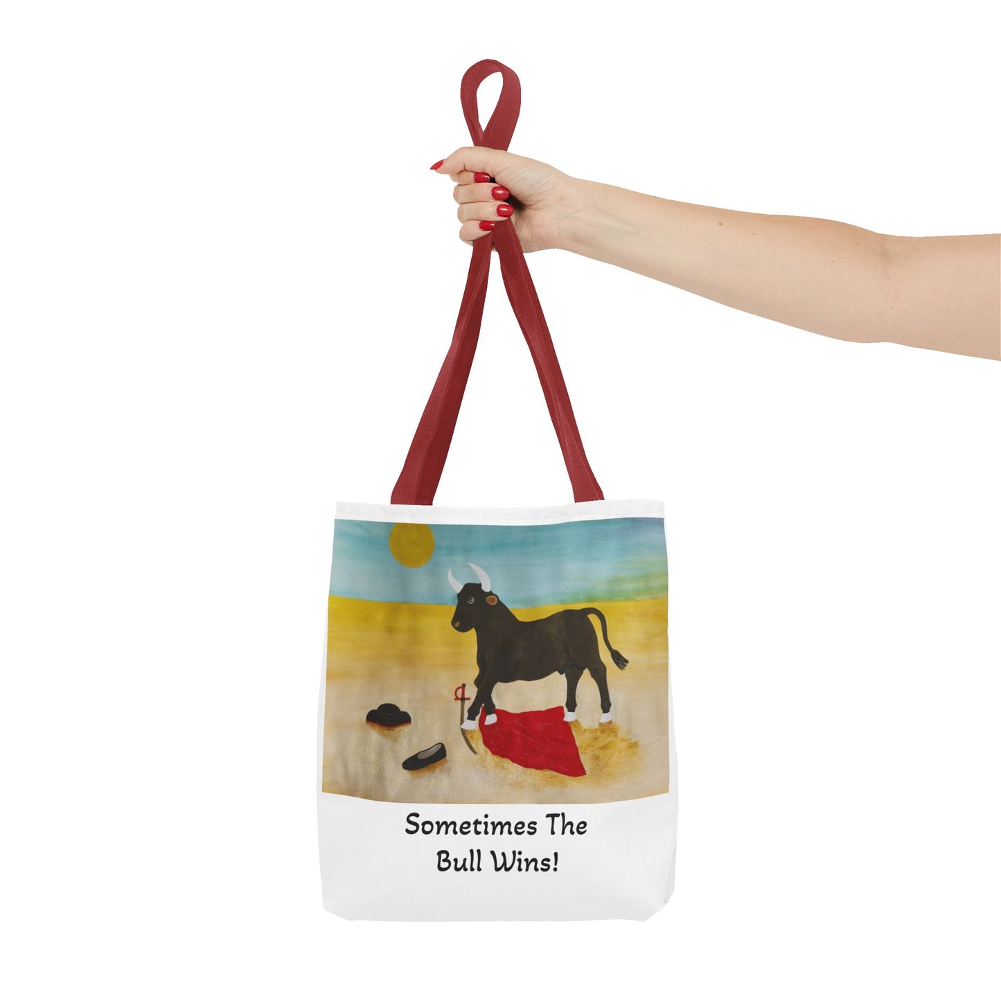 'Sometimes The Bull Wins' Original Watercolor on Tote Bag (AOP) For Animal Lovers