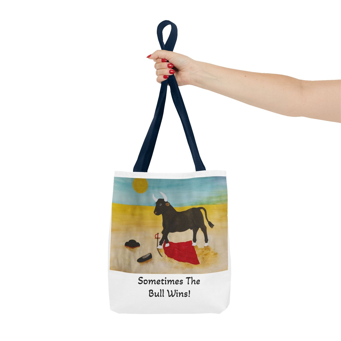 'Sometimes The Bull Wins' Original Watercolor on Tote Bag (AOP) For Animal Lovers