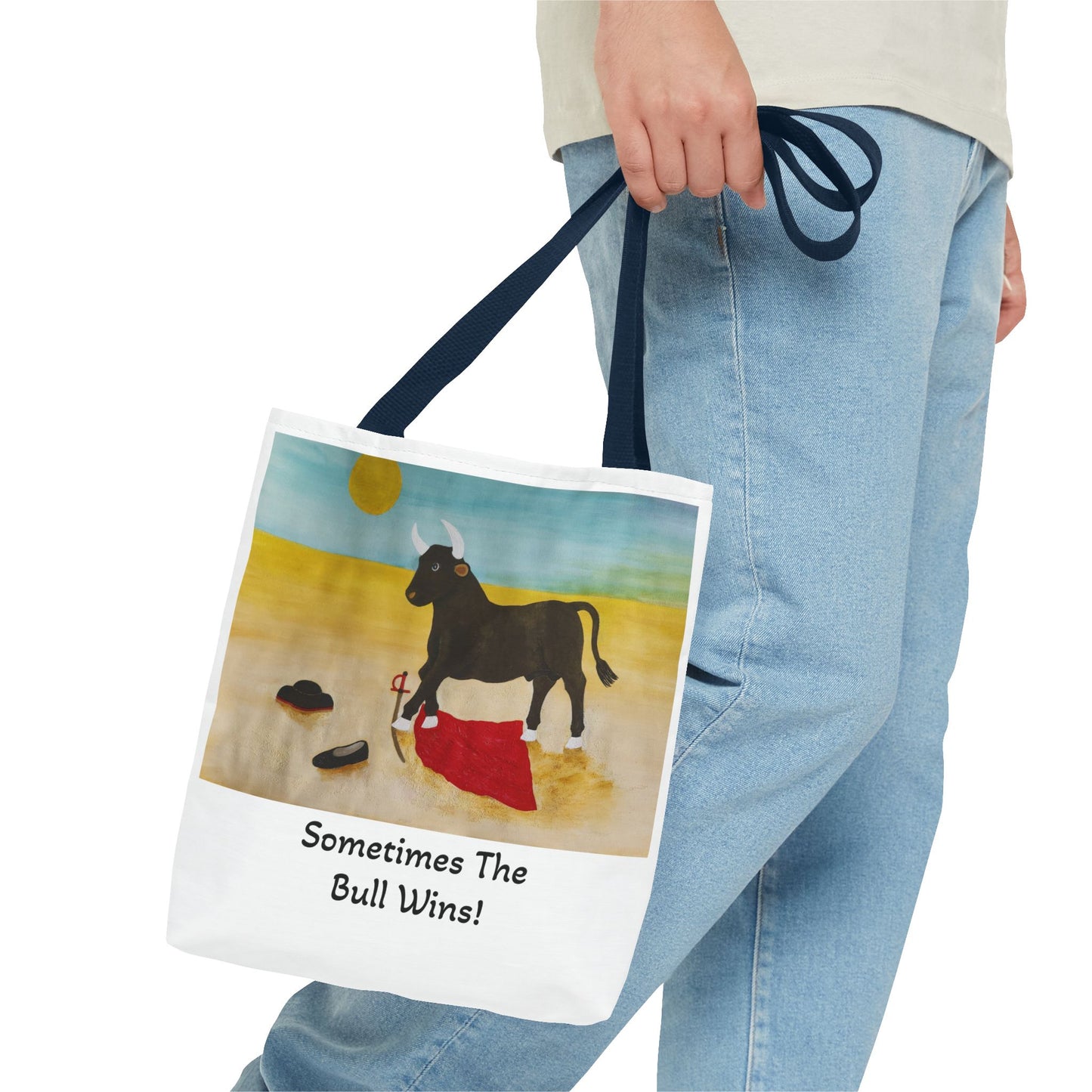 'Sometimes The Bull Wins' Original Watercolor on Tote Bag (AOP) For Animal Lovers