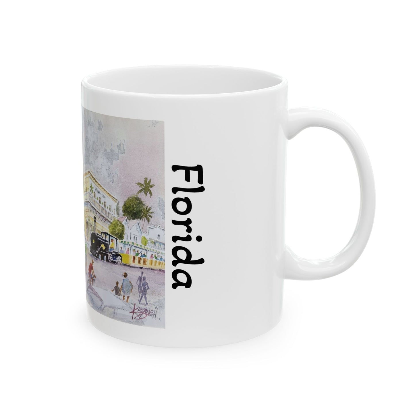 Key West Tour Tram depicted in an Original watercolor on Ceramic Mug, (11oz)