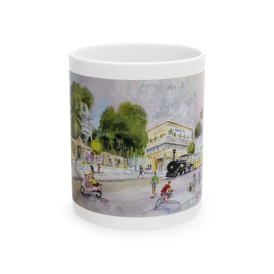 Key West Tour Tram depicted in an Original watercolor on Ceramic Mug, (11oz)