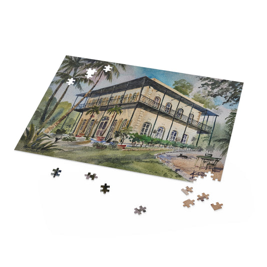 Puzzle (500-Piece) - Watercolor of Earnest Hemingway's Home in Key West, FL
