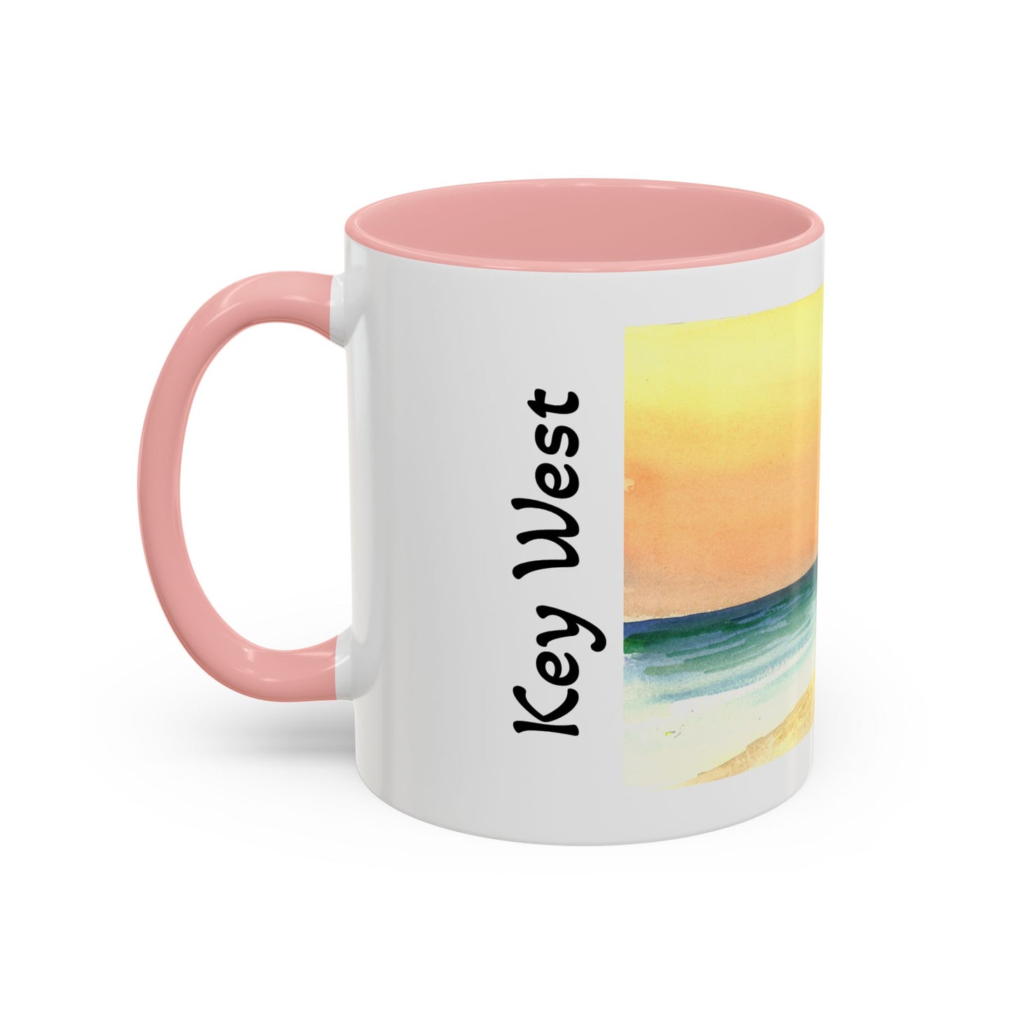 A Stroll On The Beach in Key West, Watercolor Accent Coffee Mug (11oz)