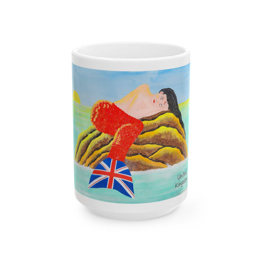Mug - Mermaid Sunset with UK Tail Colors Ceramic Mug (15oz)