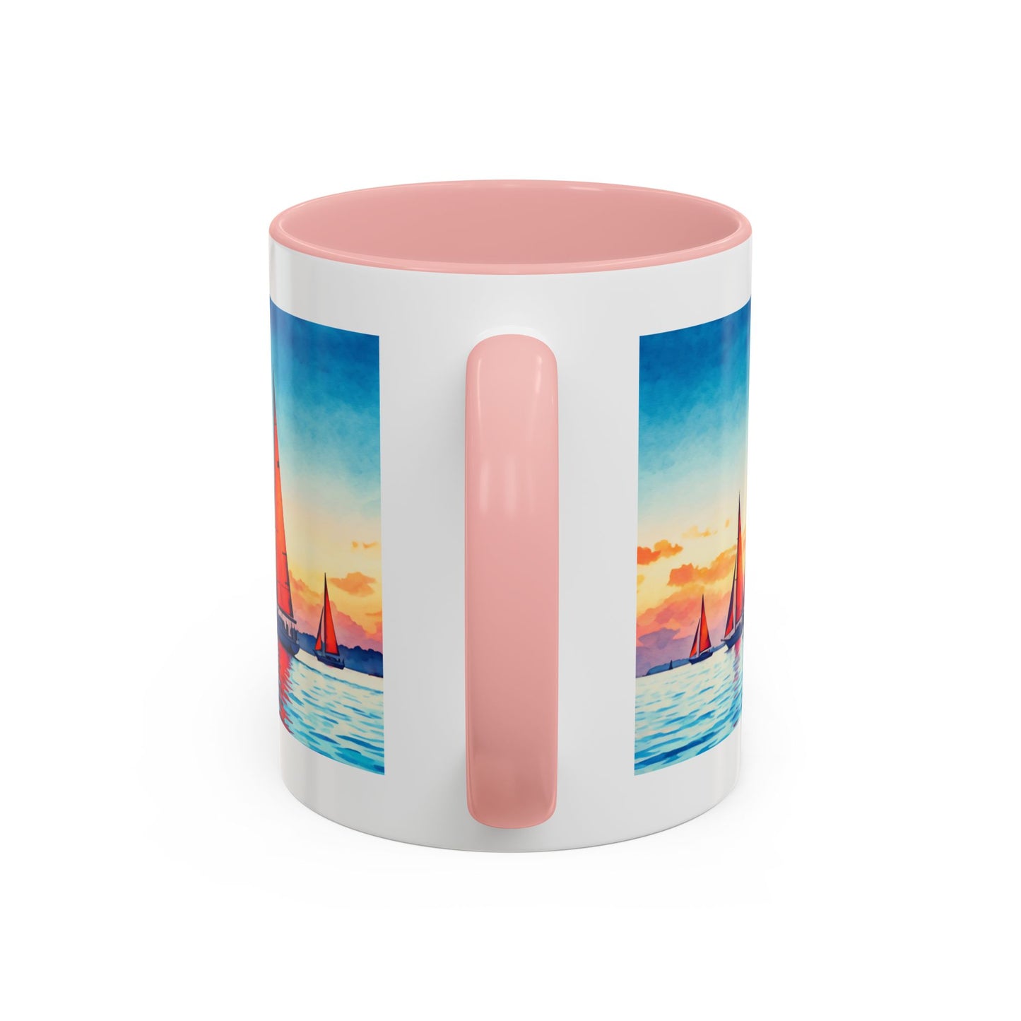 Mug - 'Sailboat is My Happy Place' Accent Coffee Mug (11oz)