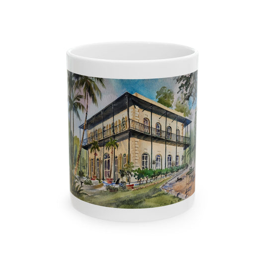 Earnest Hemingway's House, Key West, Original Watercolor on Ceramic Mug, (11oz)