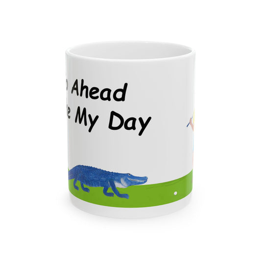 Ceramic Mug - Alligator Standoff with Golfer Design