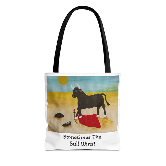 'Sometimes The Bull Wins' Original Watercolor on Tote Bag (AOP) For Animal Lovers