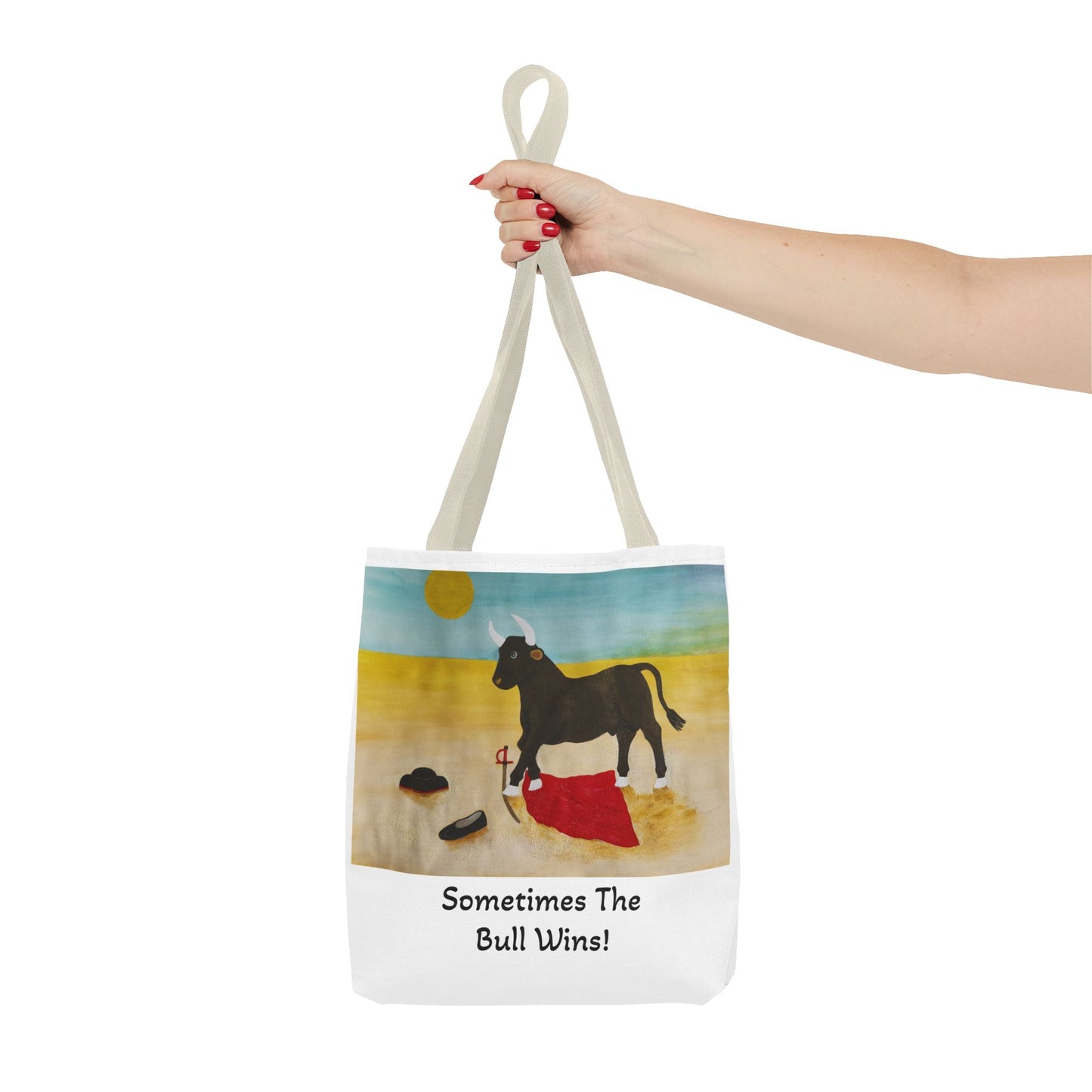 'Sometimes The Bull Wins' Original Watercolor on Tote Bag (AOP) For Animal Lovers