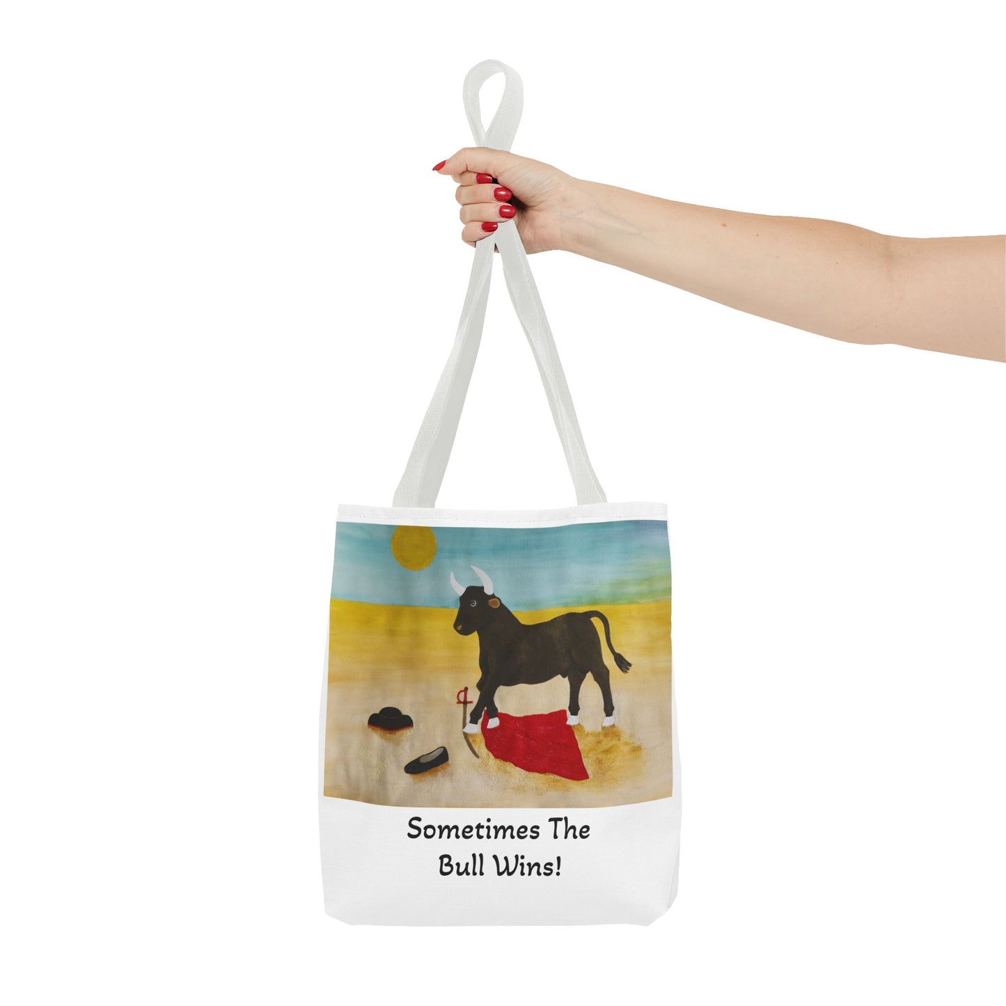 'Sometimes The Bull Wins' Original Watercolor on Tote Bag (AOP) For Animal Lovers